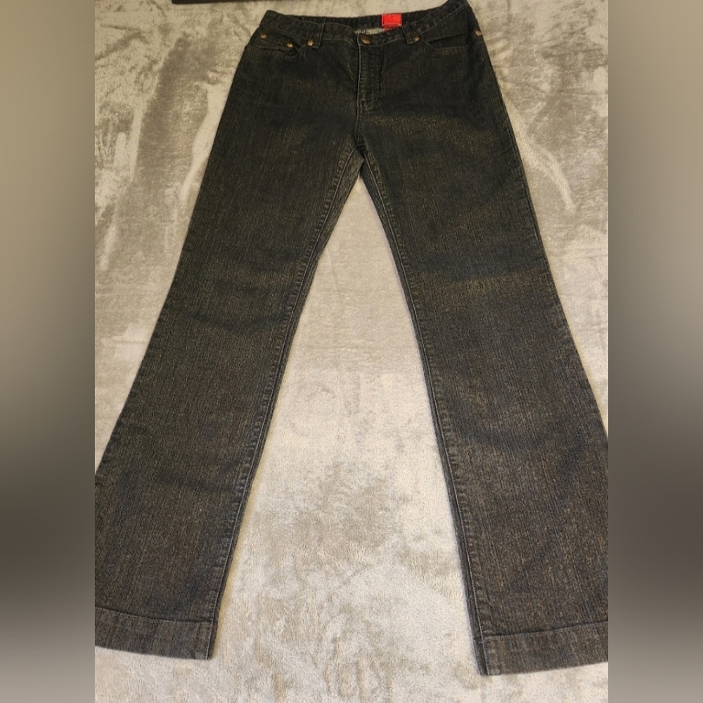 V CHRISTINA Jeans Womans  Size 8 Bootcut Denim Jeweled Mettallic